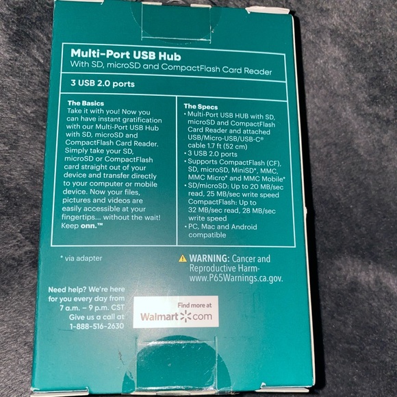 ONN USB and SD card and compact flash card reader NIB - Picture 2 of 3